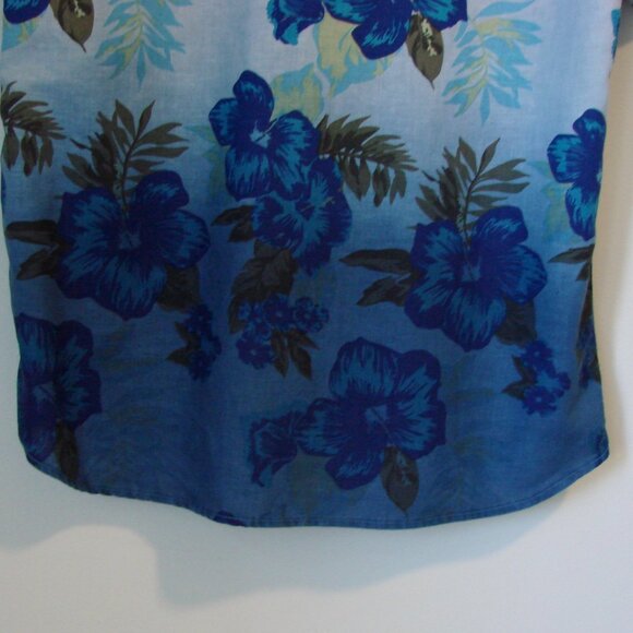 Blue Hawaiian Linen Shirt Button Up Floral Haight & Ashbury Mens Size Large - Picture 11 of 11